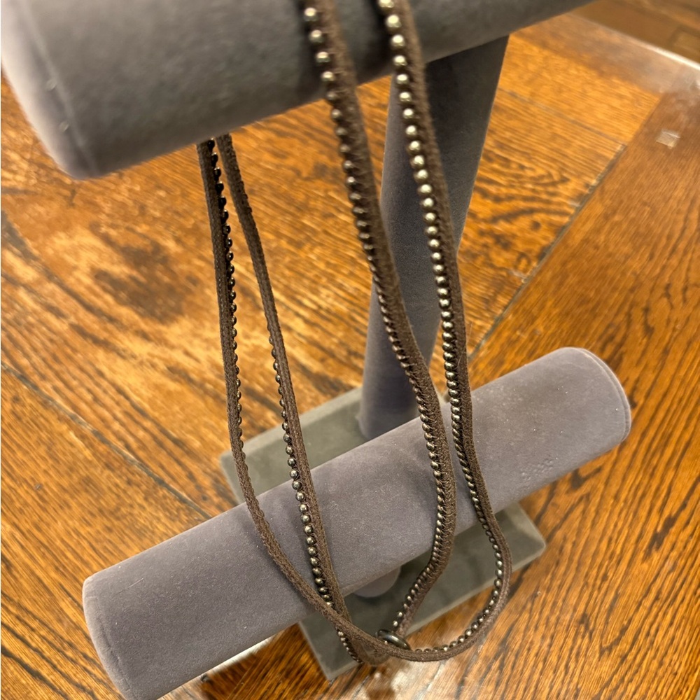 Brown Studded Necklace With Lock